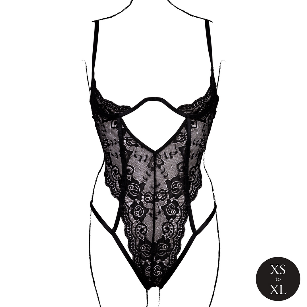 Lace Underwired Open Cup Bodysuit with Adjustable Sliders