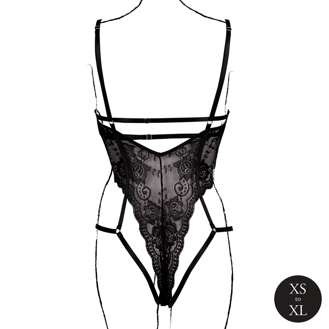 Lace Underwired Open Cup Bodysuit with Adjustable Sliders