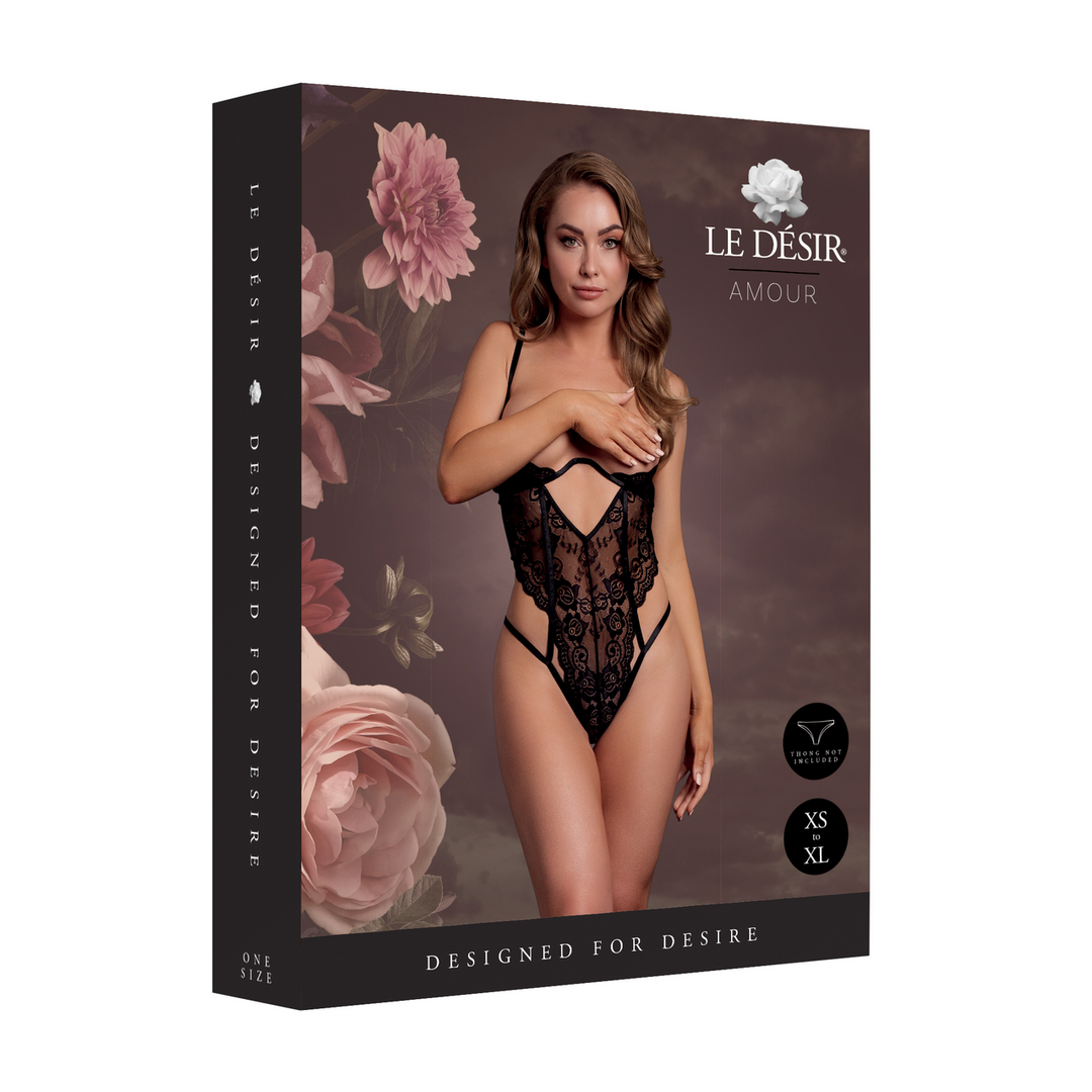 Lace Underwired Open Cup Bodysuit with Adjustable Sliders