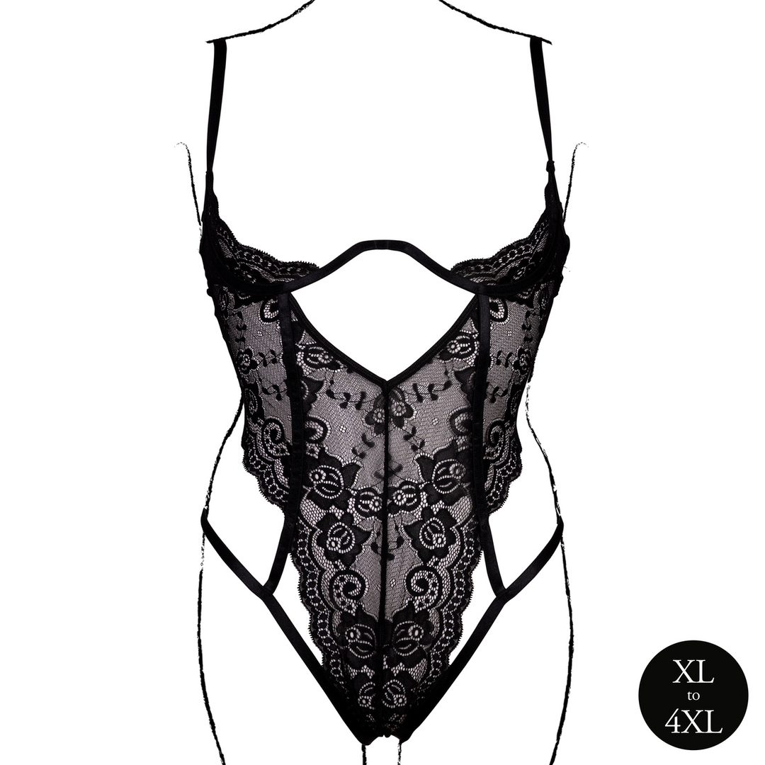 Lace Underwired Open Cup Bodysuit with Adjustable Sliders