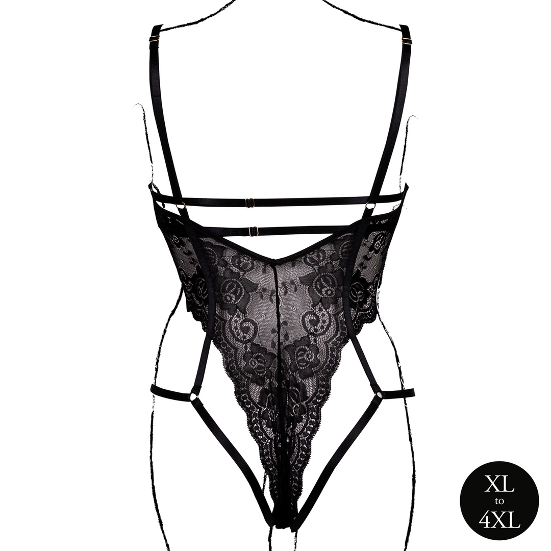 Lace Underwired Open Cup Bodysuit with Adjustable Sliders