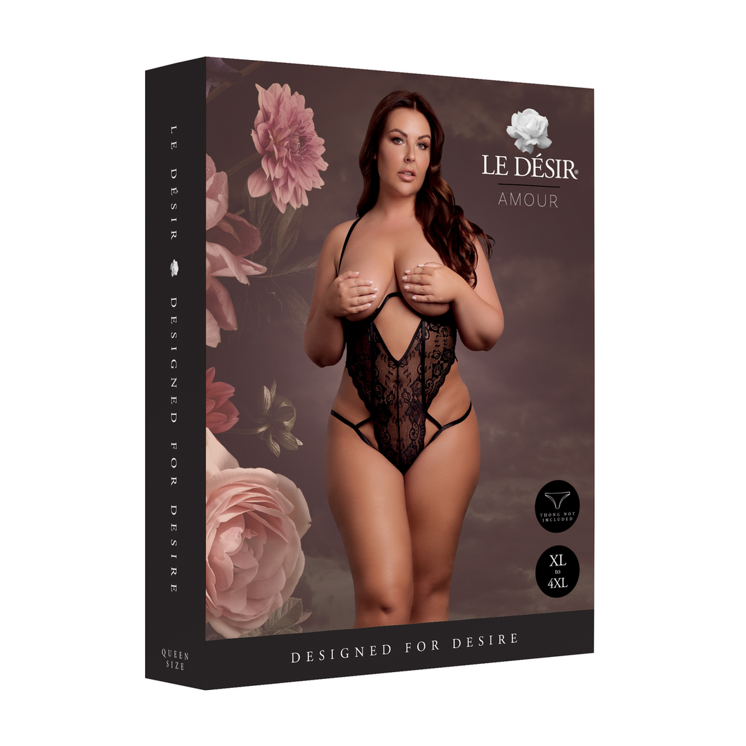 Lace Underwired Open Cup Bodysuit with Adjustable Sliders