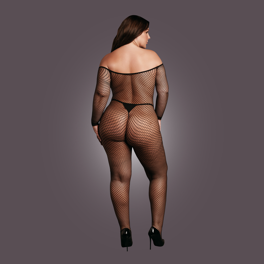 Bodystocking OffShoulder Neck - Fishnet/Open
