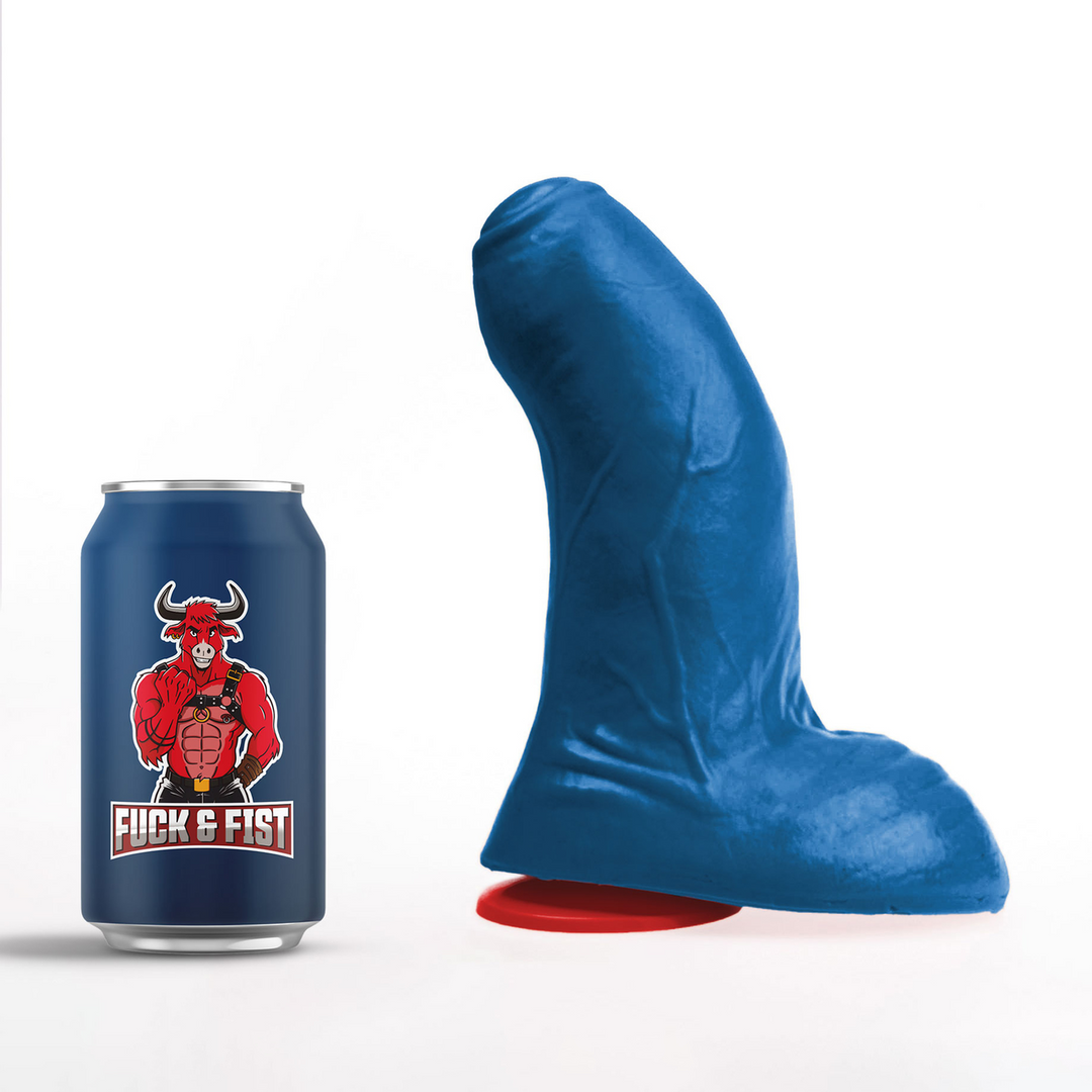 Buri M - Realistic Curved Dildo with Balls - 6.7 / 17 cm - Blue