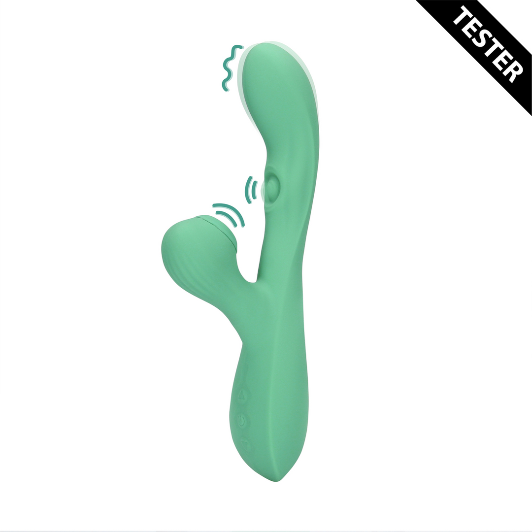 Pulse Wave and Tongue Flickering Rabbit Vibrator - Blue Grass