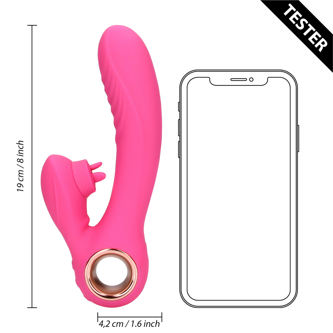 Tongue Flickering and Heating Rabbit Vibrator - Exuberant Pink