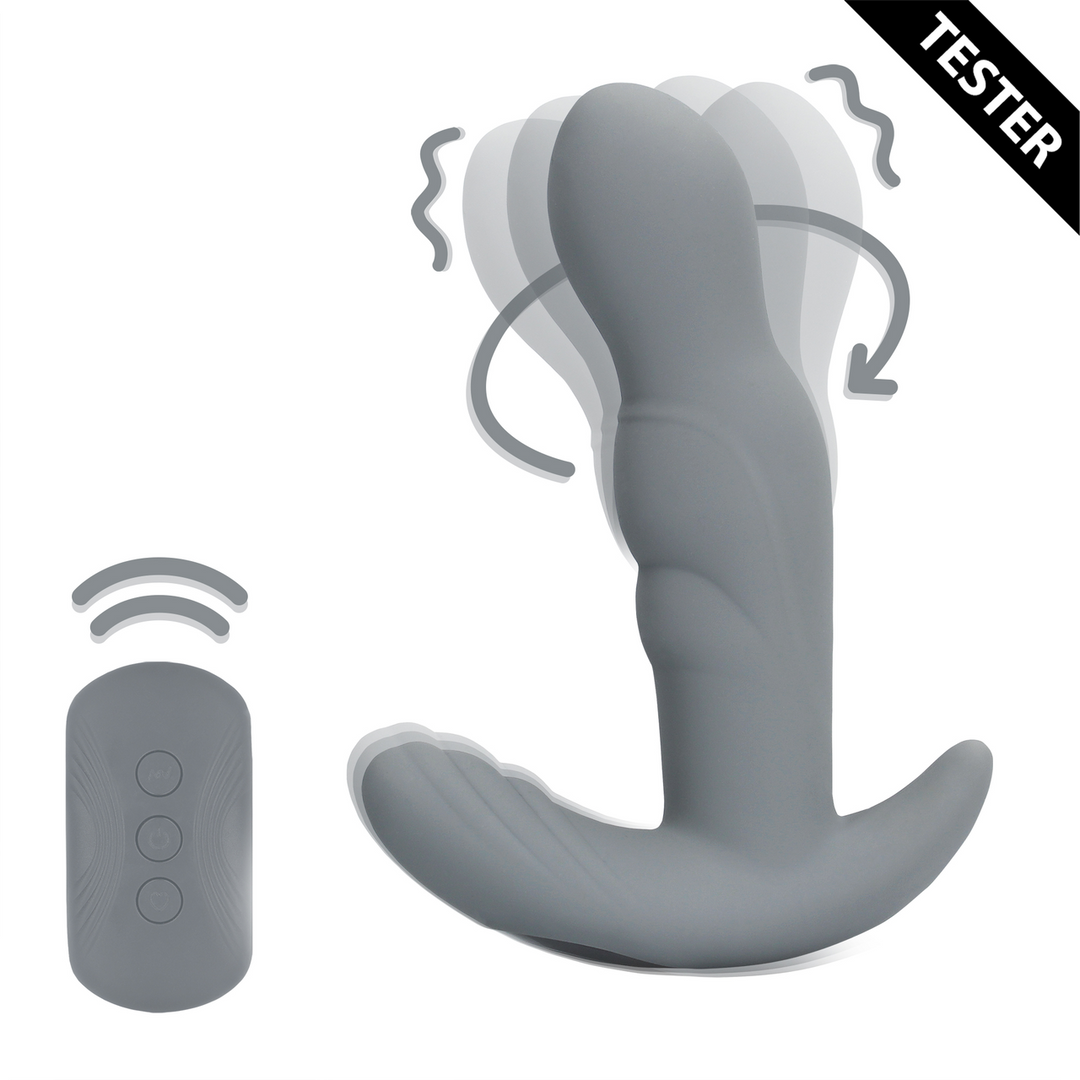Rotating Prostate Stimulator with Remote Control - Gotham Grey