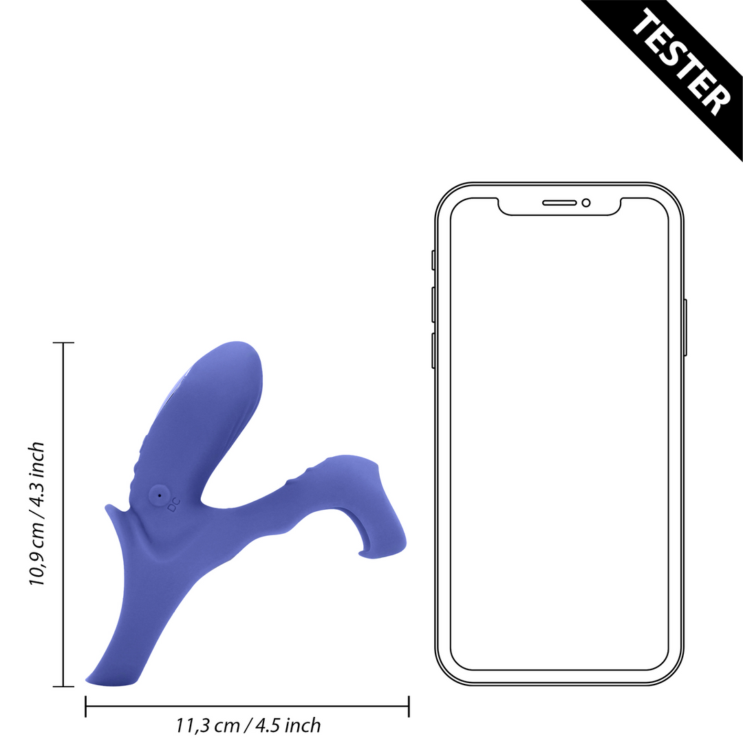 Vibrating Cockring with Clit Stimulation - Tamiya Blue - Tester