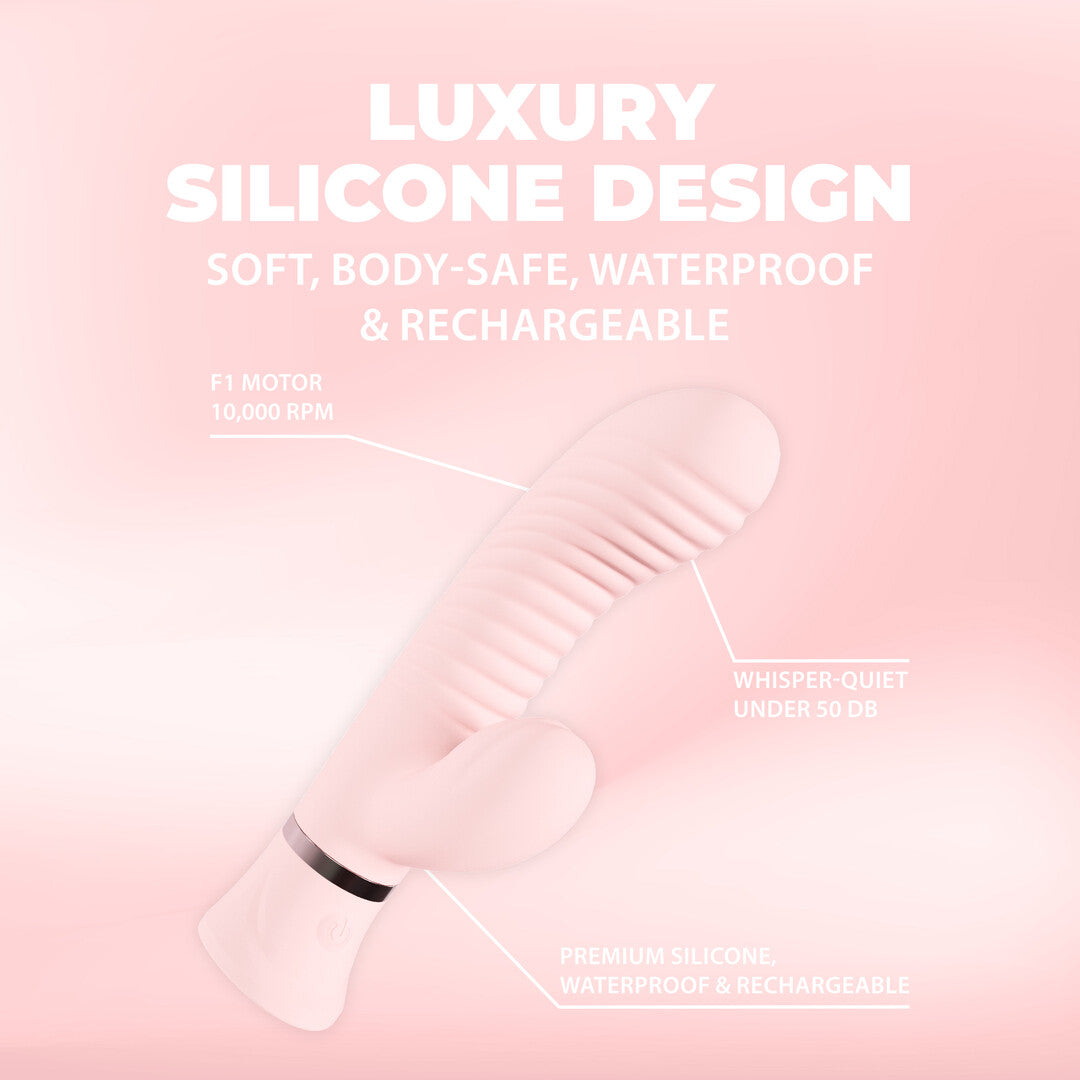 Mystique - Ribbed Rabbit Vibrator - Pink