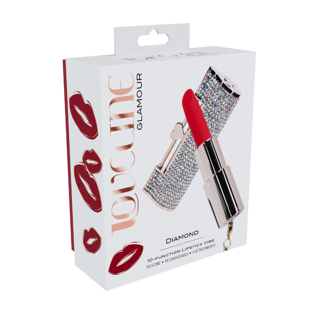 Diamond - Lipstick Vibrator with 4 Attachments - Iridescent