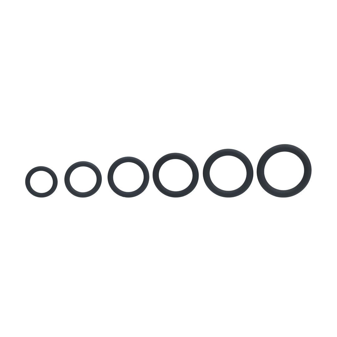 Classic Silicone Cockring Set of 6 - Black