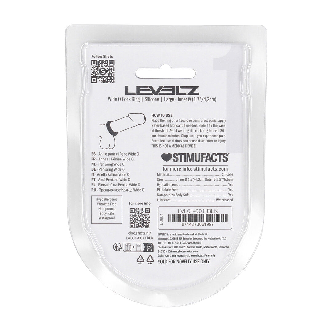 Wide O Silicone Cockring - L - 42mm - Black