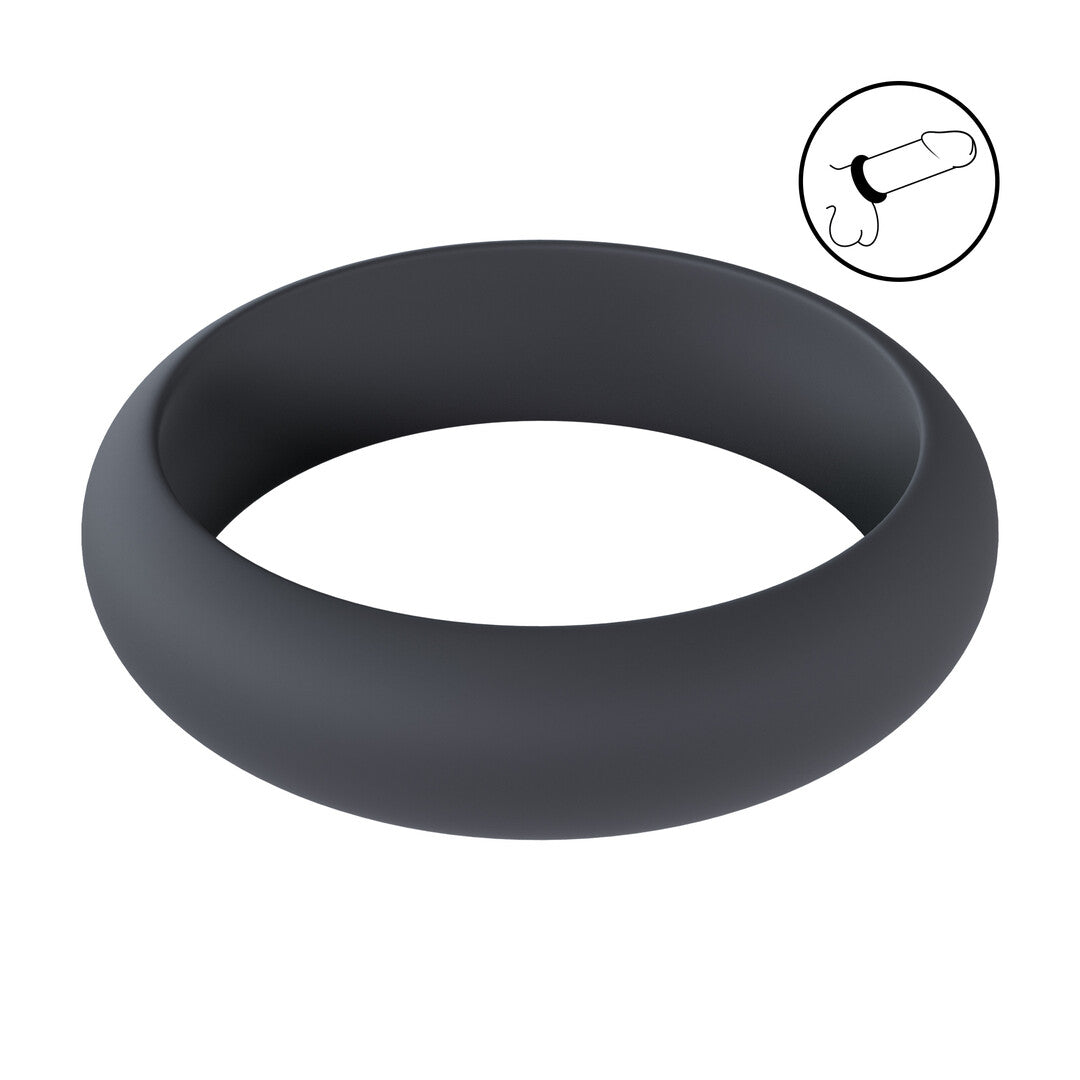 Wide O Silicone Cockring - L - 42mm - Black