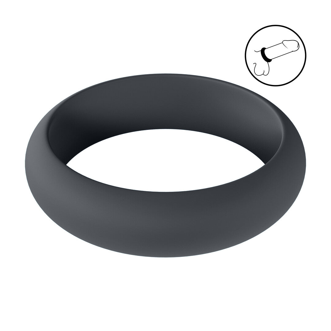 Wide O Silicone Cockring - XL - 50mm - Black