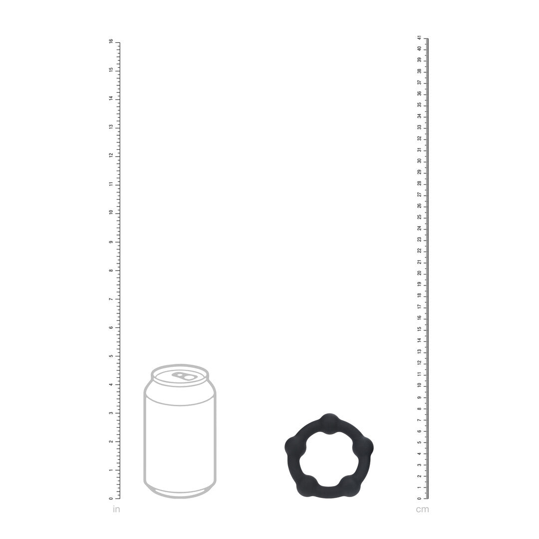 Beaded Silicone Cockring - L - 45mm - Black