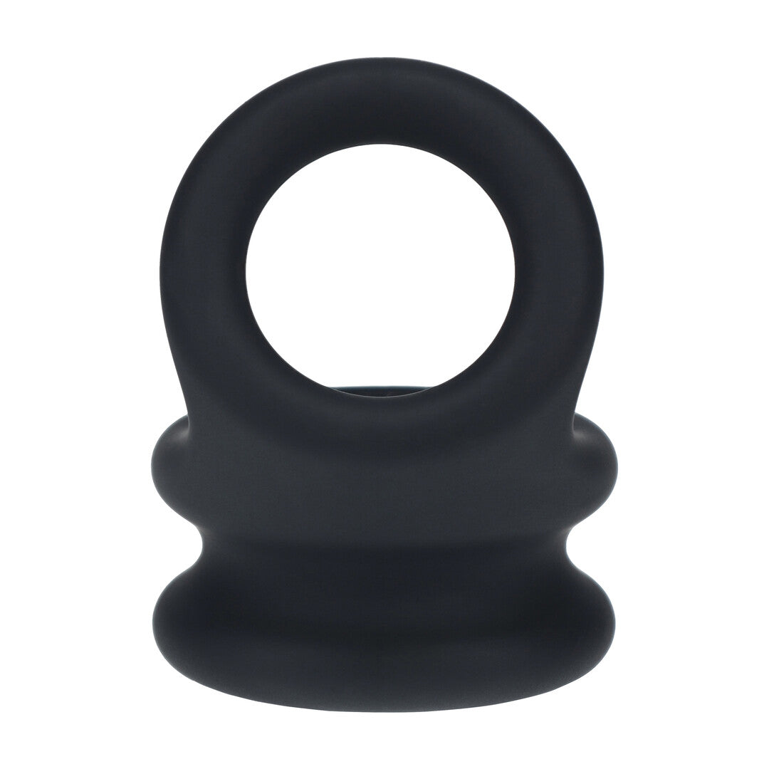 Wide Double O Silicone Cockring - M - Black
