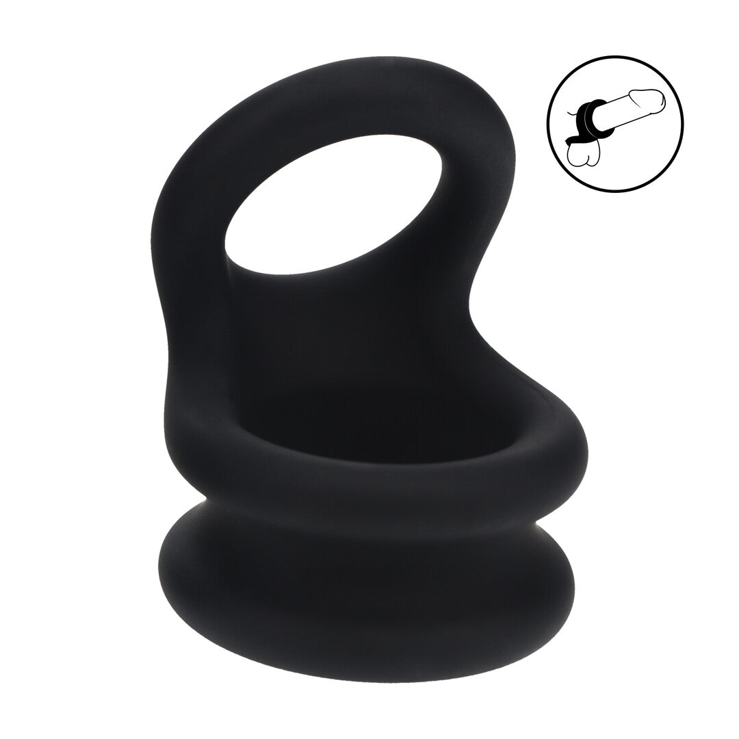 Wide Double O Silicone Cockring - M - Black