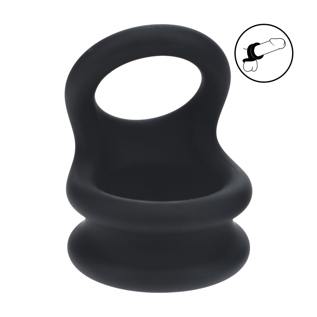 Wide Double O Silicone Cockring - L - Black