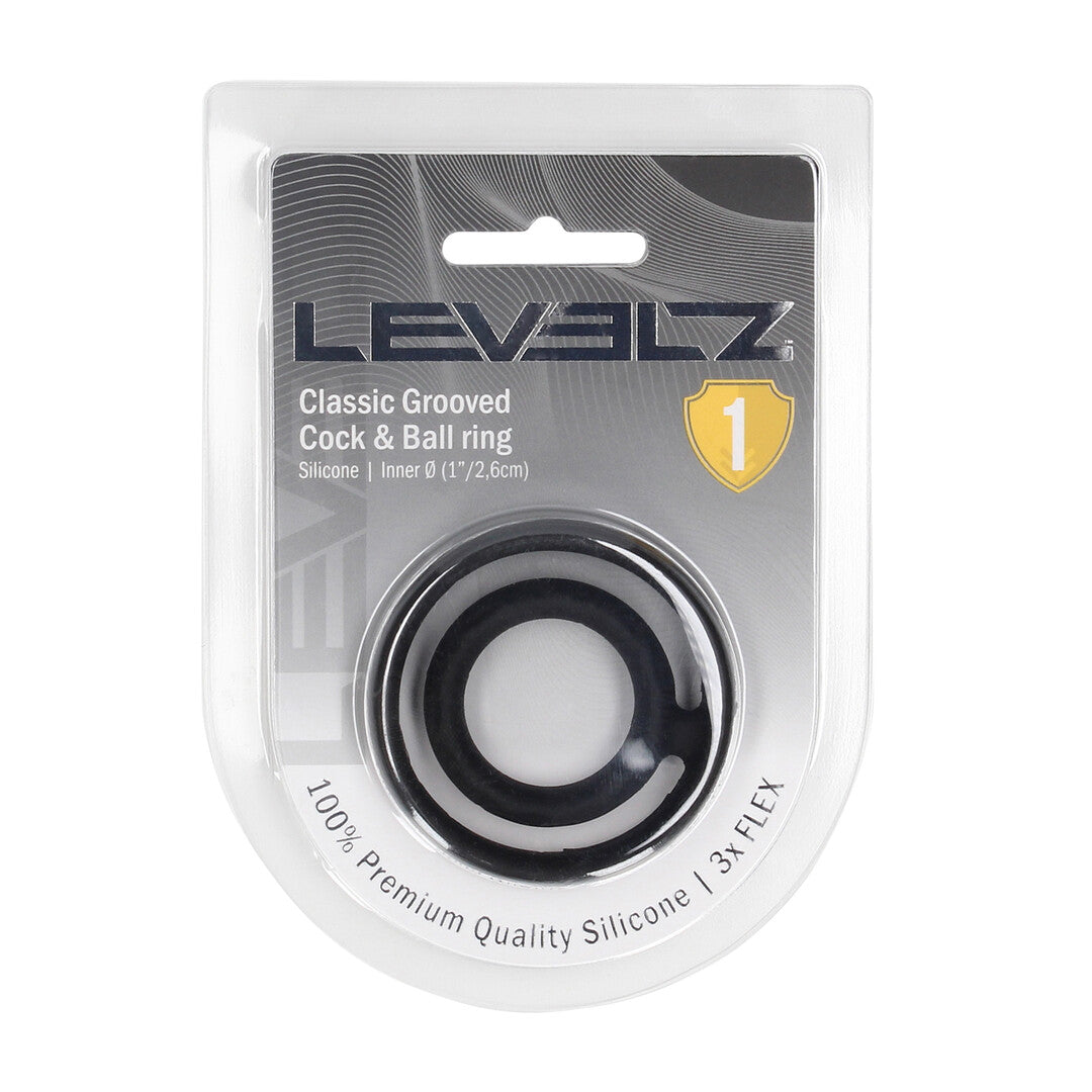 Classic Grooved Silicone Cock and Ball Ring - Black
