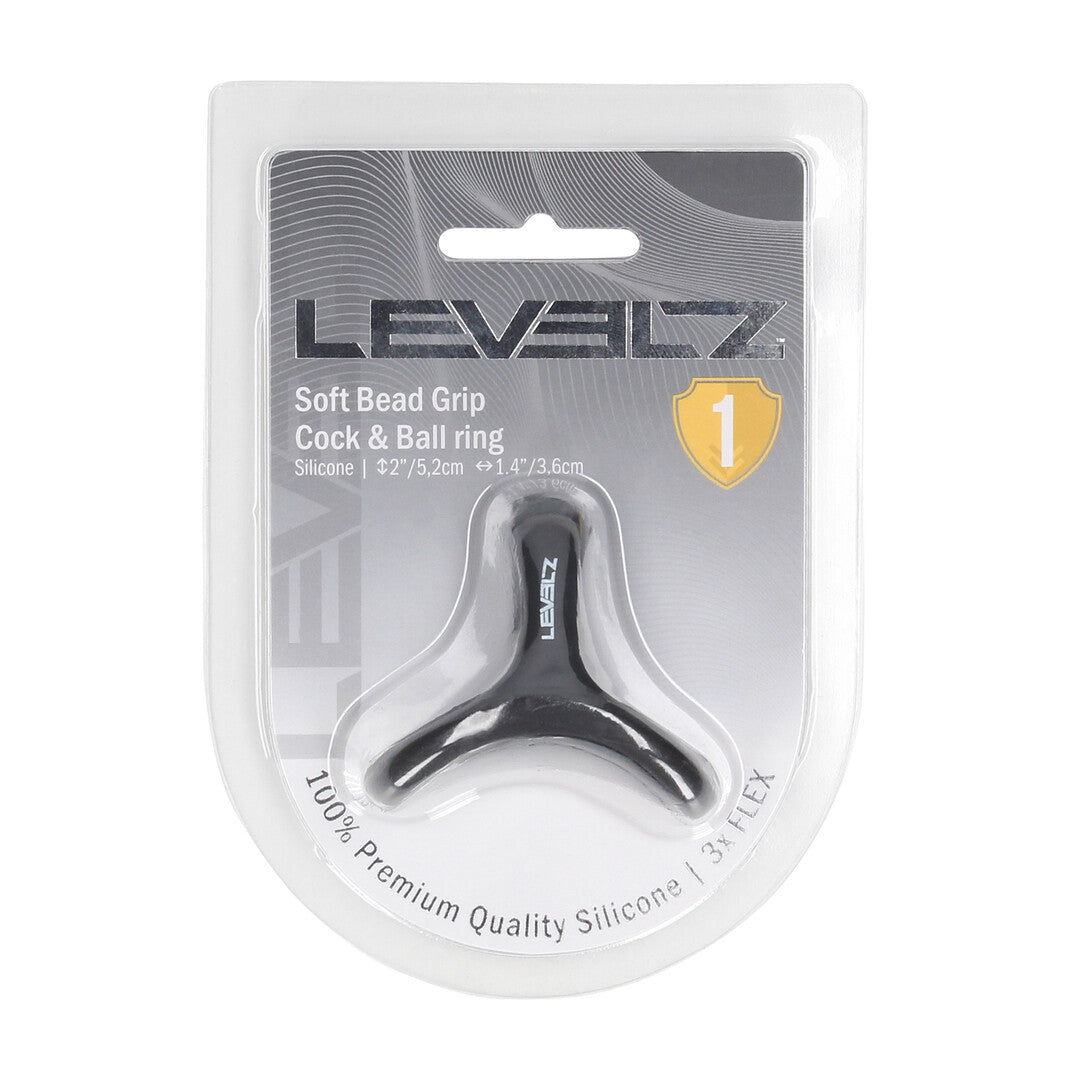 Soft Bead Grip Silicone Cock and Ball Ring - Black