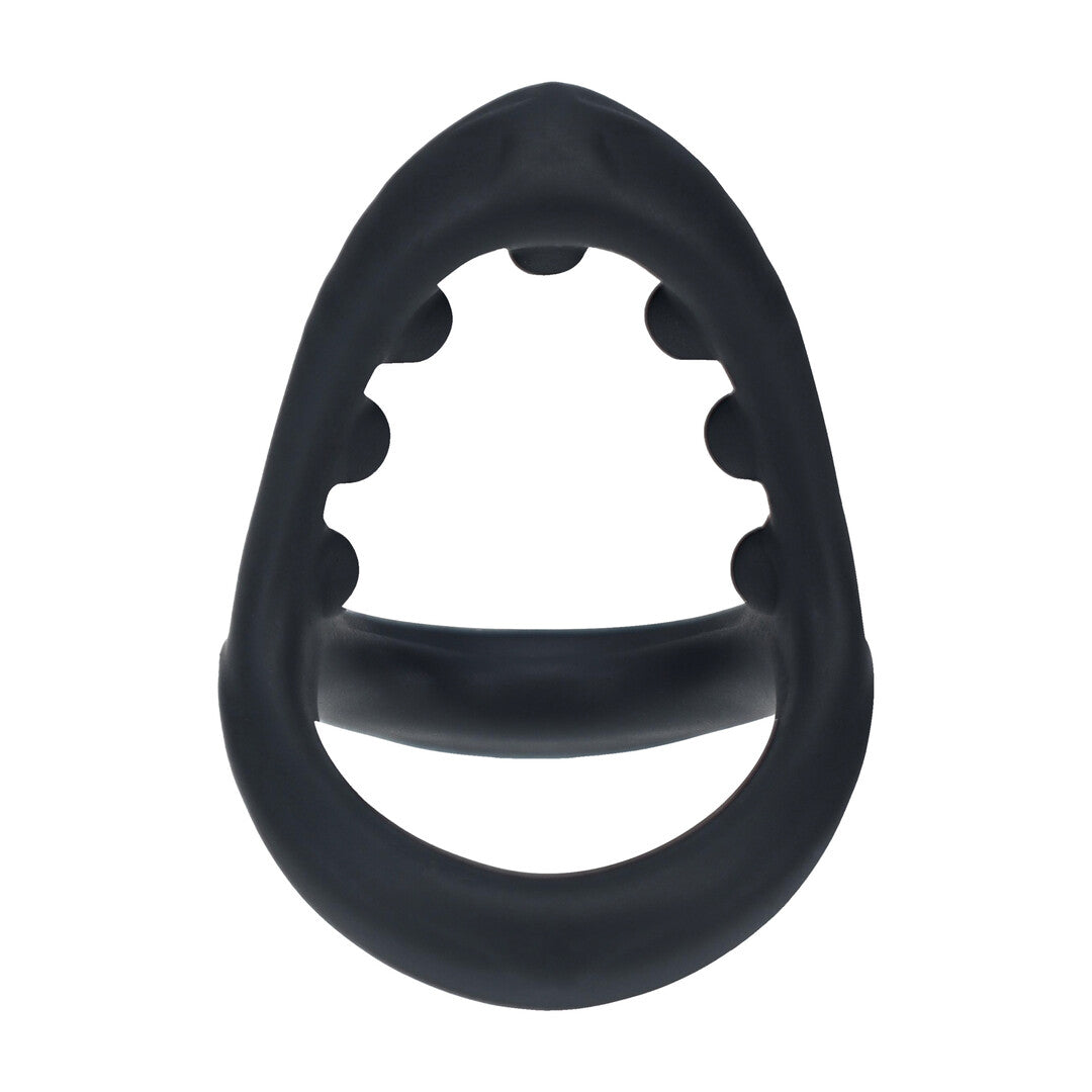 Soft Bead Grip Silicone Cock and Ball Ring - Black