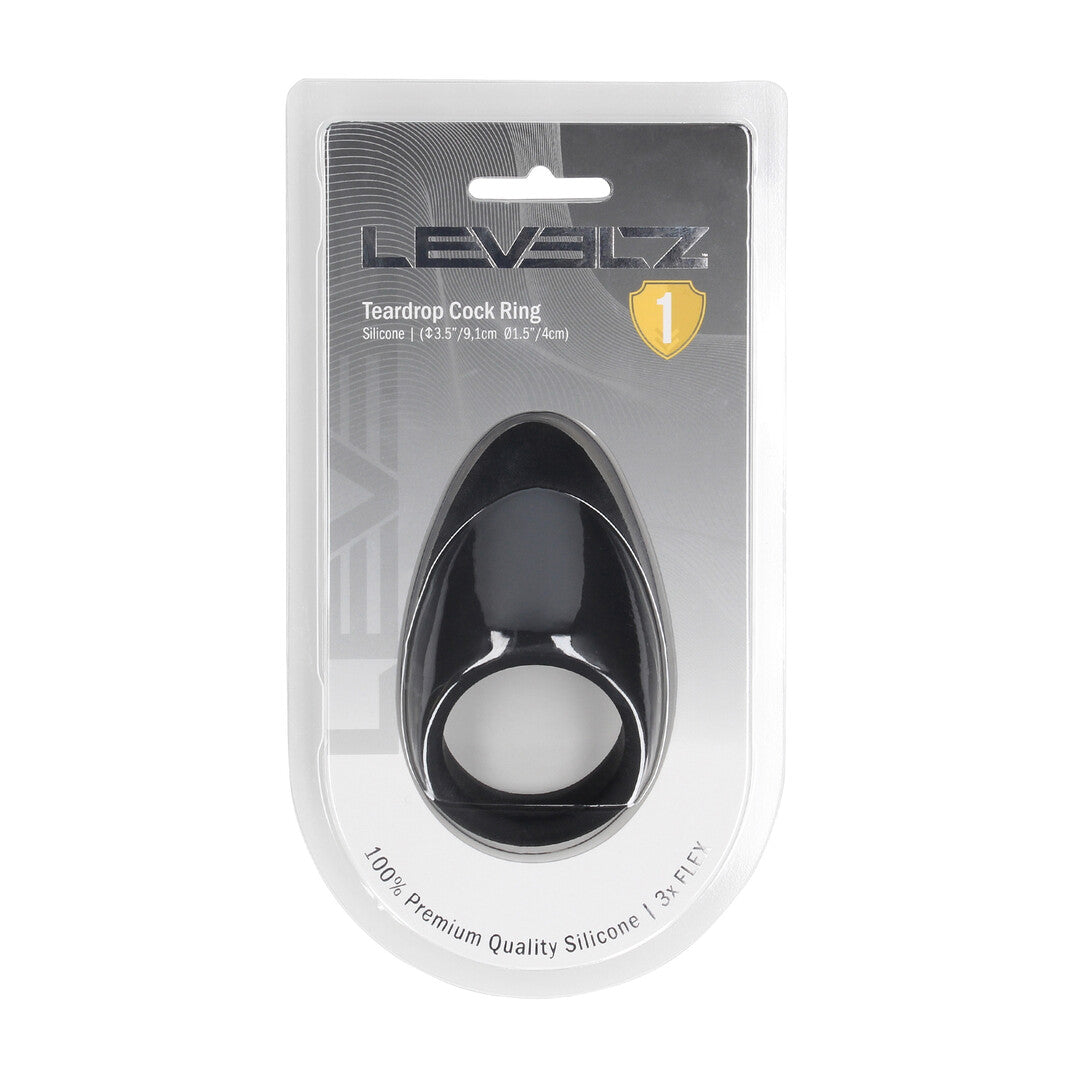 Teardrop Silicone Cockring - Black