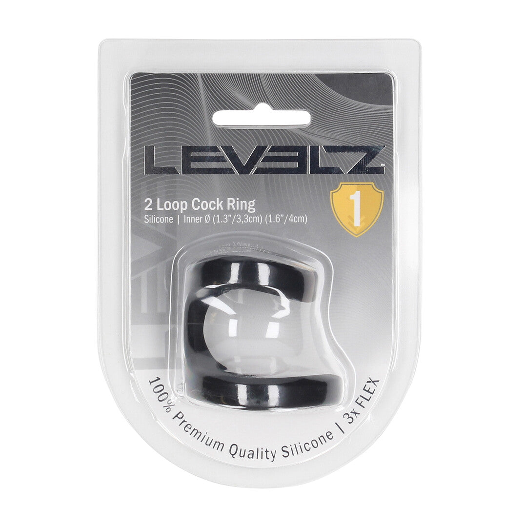 2 Loop Silicone Cockring - Black