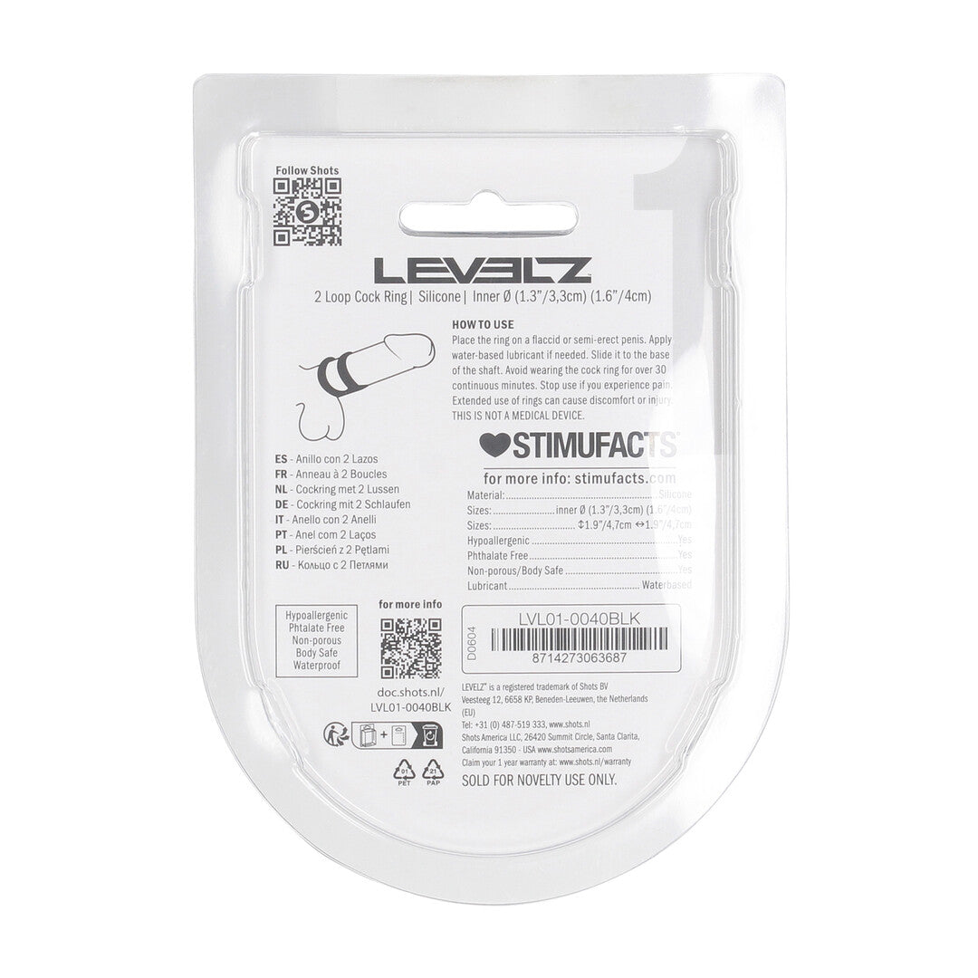 2 Loop Silicone Cockring - Black