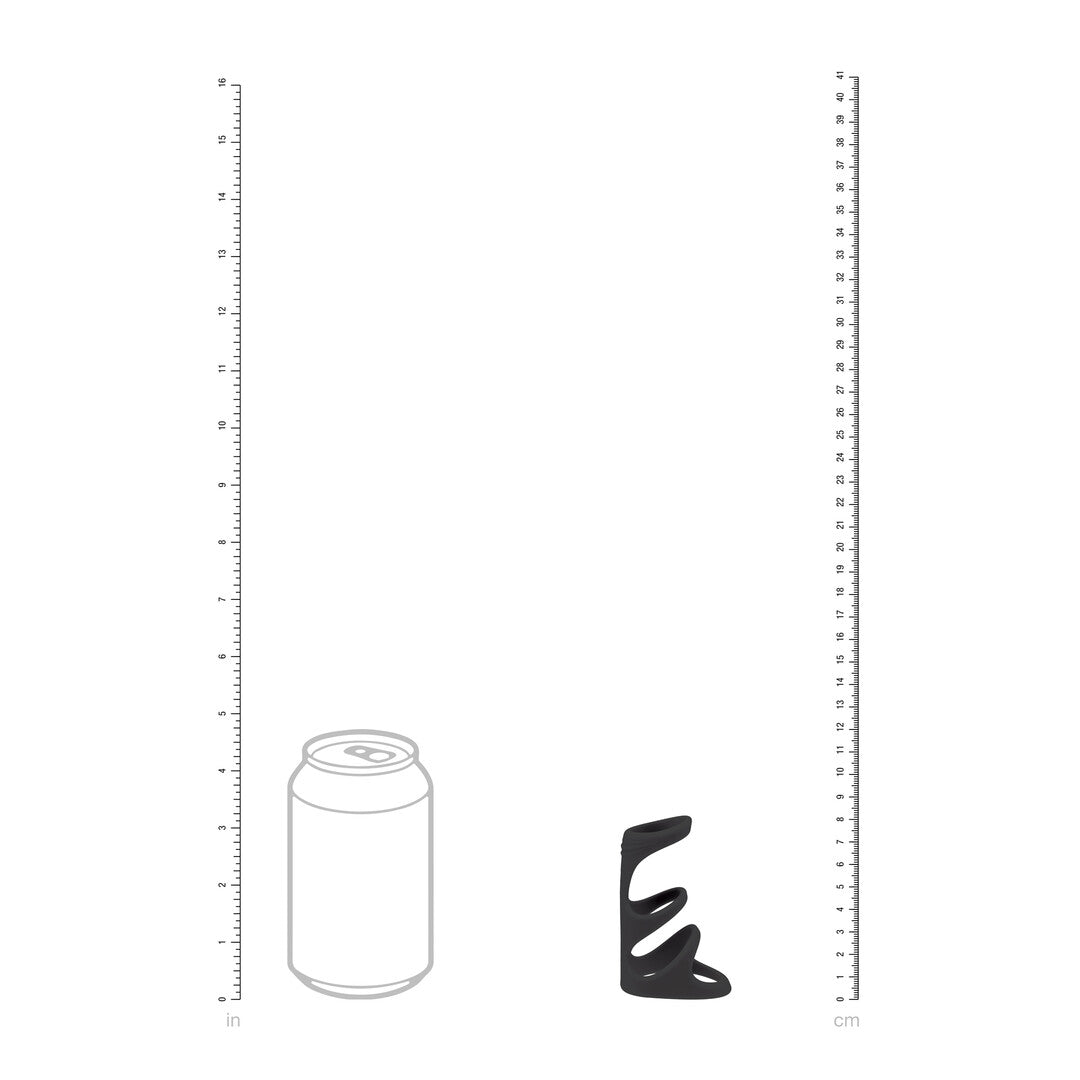 3 Loop Silicone Cockring - Black
