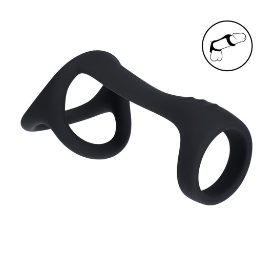 Tri O Silicone Shaft Cock and Ball Ring - Black