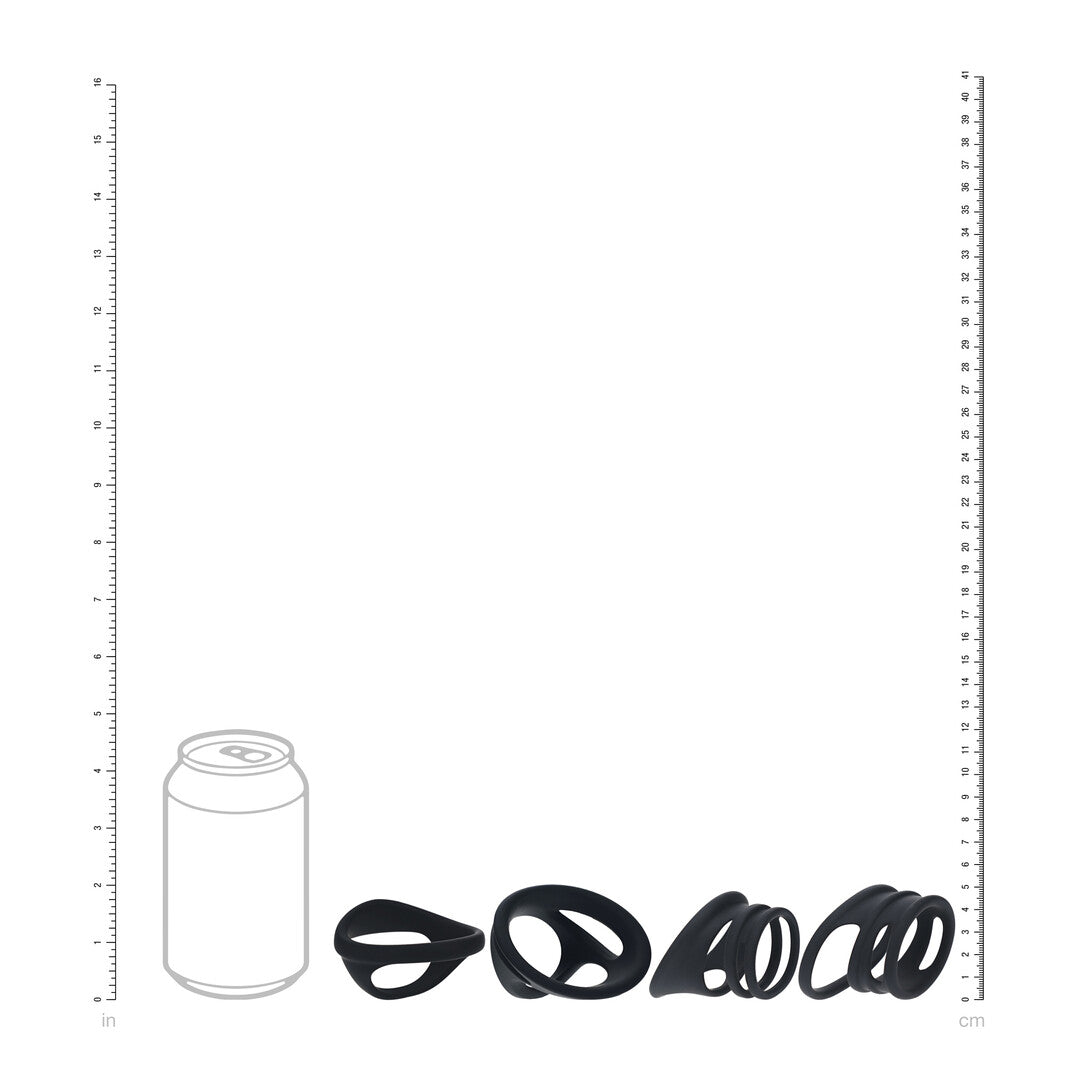 Silicone Cock and Ball Ring Set of 4 - Black