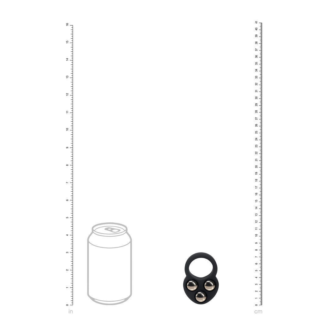 Liquid Silicone Triple Weighted Ball Cockring - Black