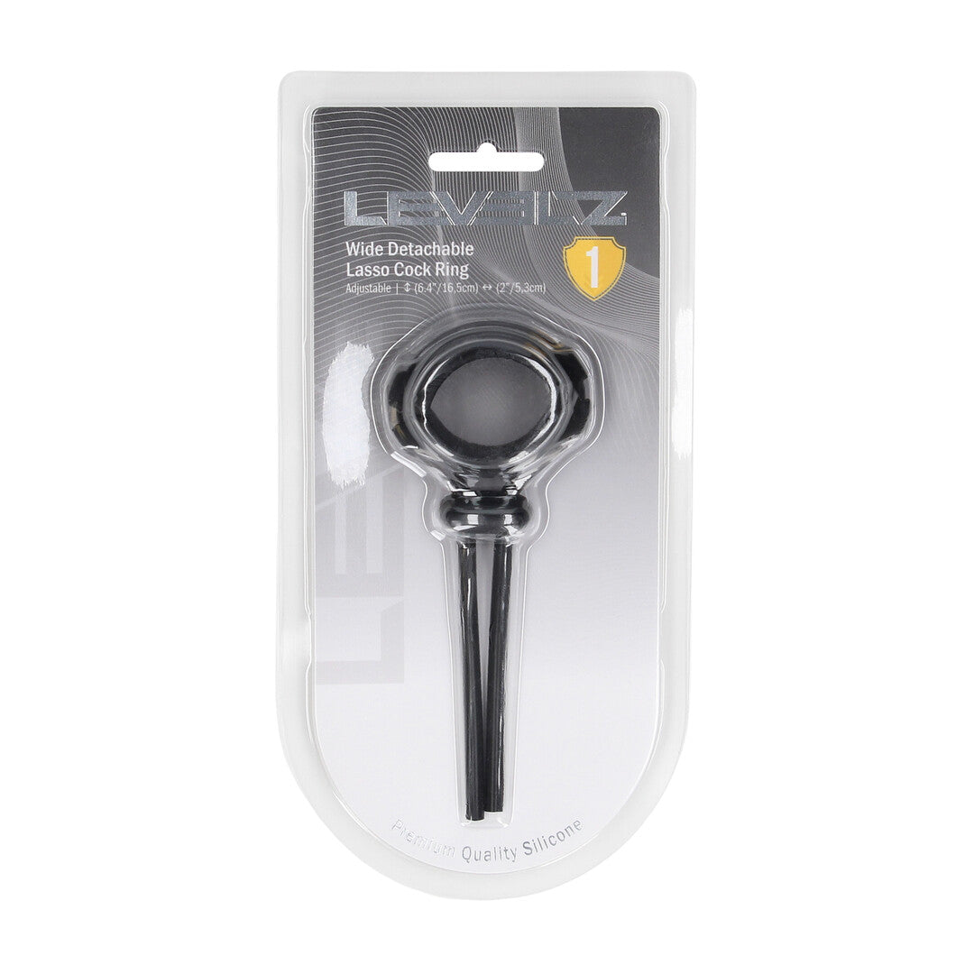 Detachable Wide Adjustable Silicone Lasso Cockring - 5mm - Black