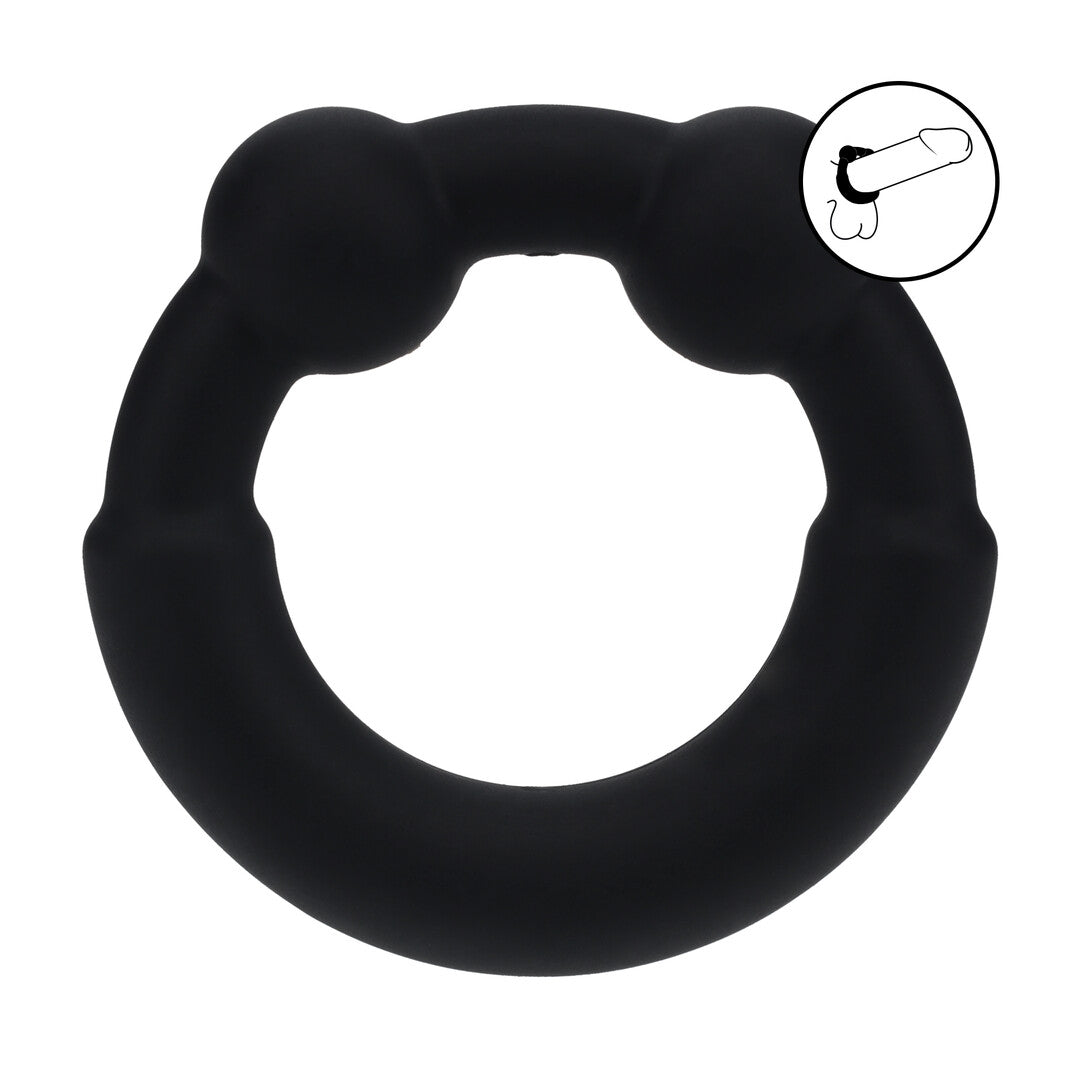 Metal and Silicone Cockring - Black