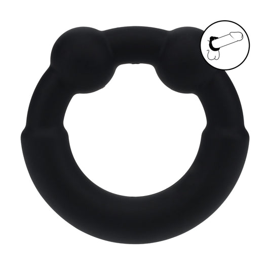 Metal and Silicone Cockring - Black