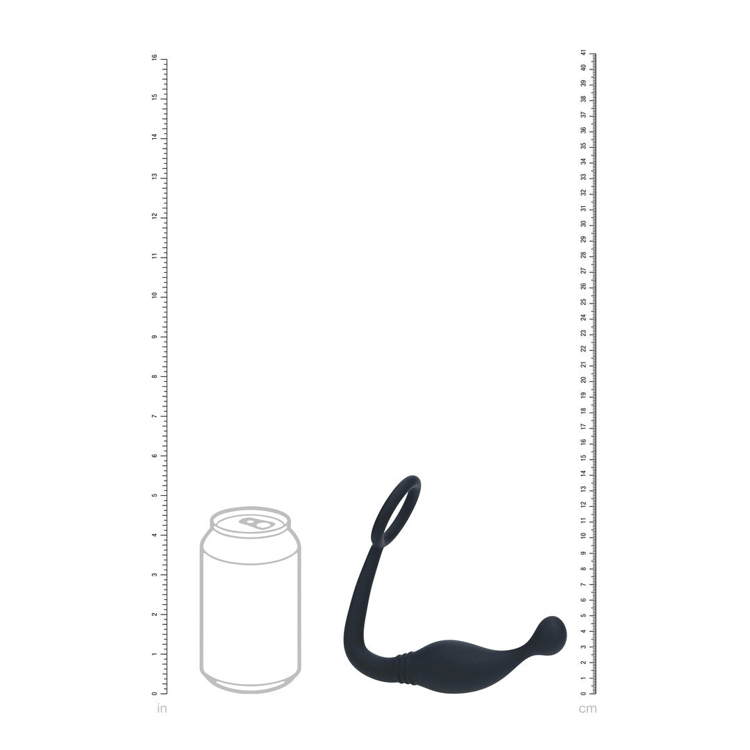 Silicone Cockring with Prostate Stimulator - L - Black