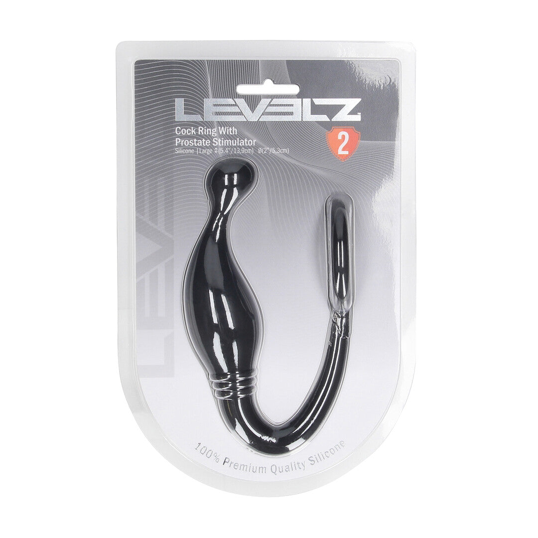Silicone Cockring with Prostate Stimulator - L - Black