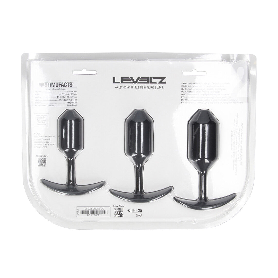 Silicone Weighted Anal Plug Training Set of 3 - Black