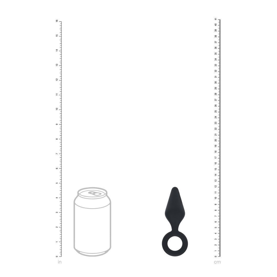 Silicone Anal Plug with Loop - S - Black