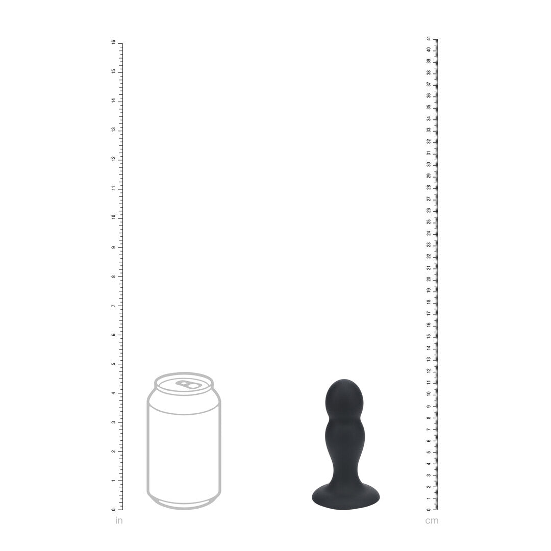 Double Rattle Liquid Silicone Anal Plug - M - Black