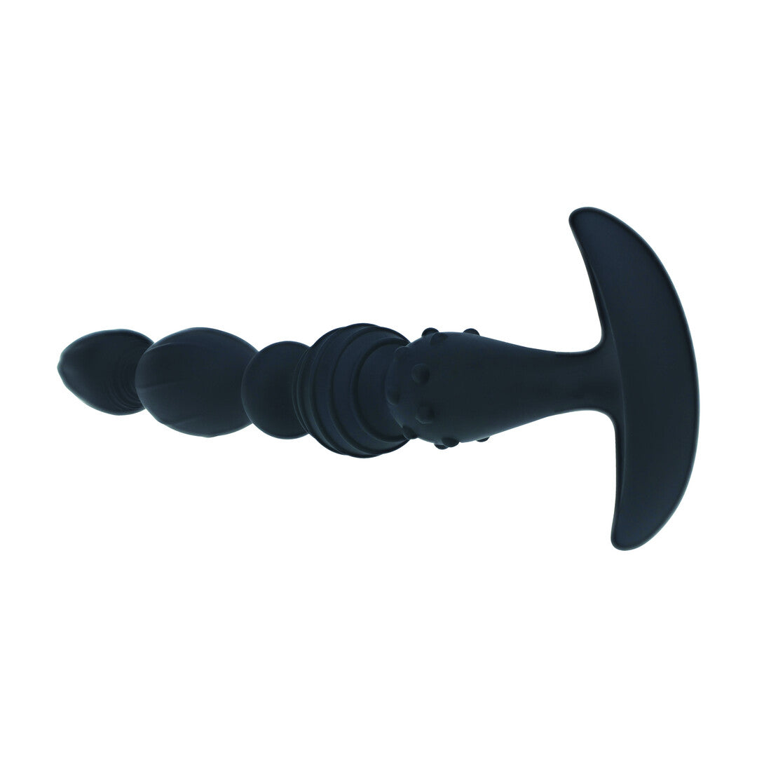 Multi Textured Silicone Flared Anal Probe - Black