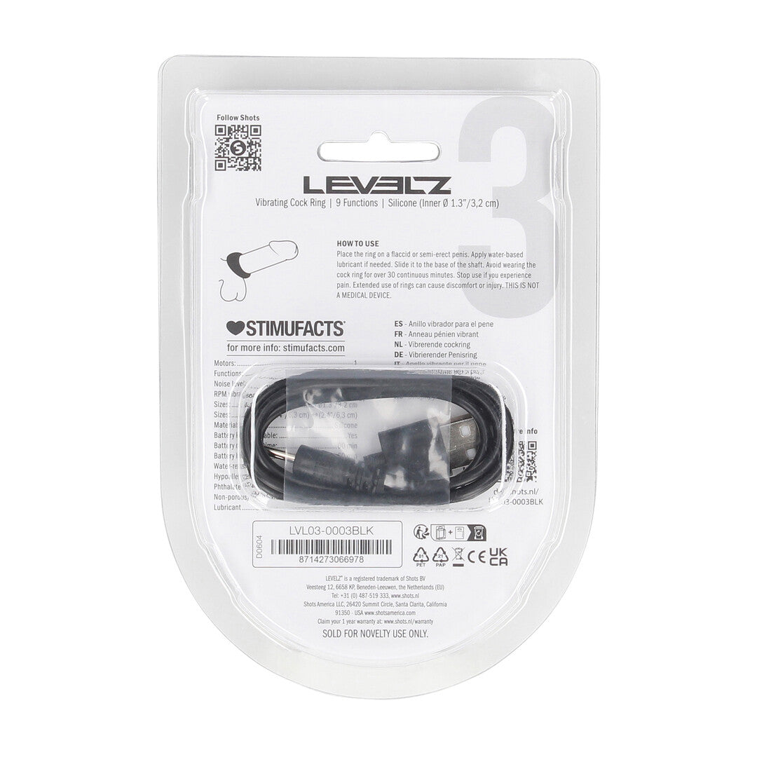 Sealed Liquid Silicone Vibrating Cockring - Black