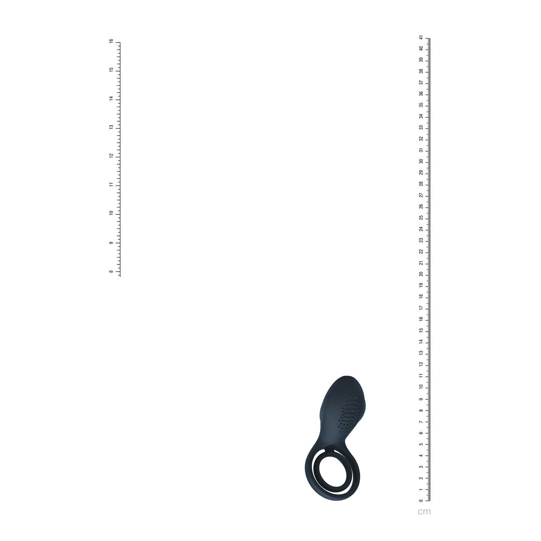 Vibrating Cock and Ball Ring with Winged Stimulator - Black