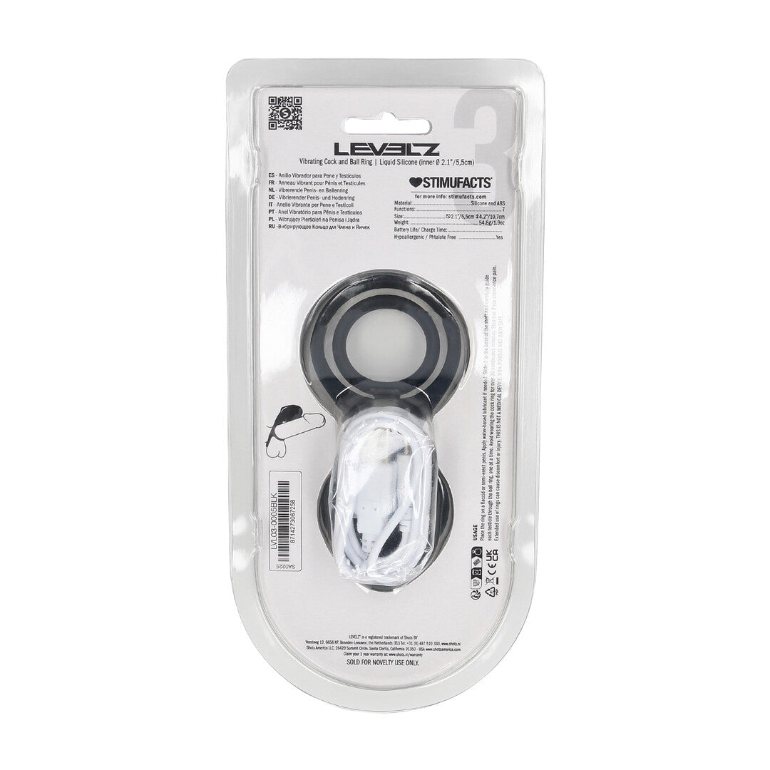Vibrating Cock and Ball Ring with Winged Stimulator - Black