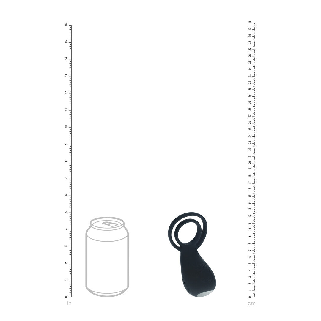 Vibrating Cock and Ball Ring with Paw Stimulator - Black
