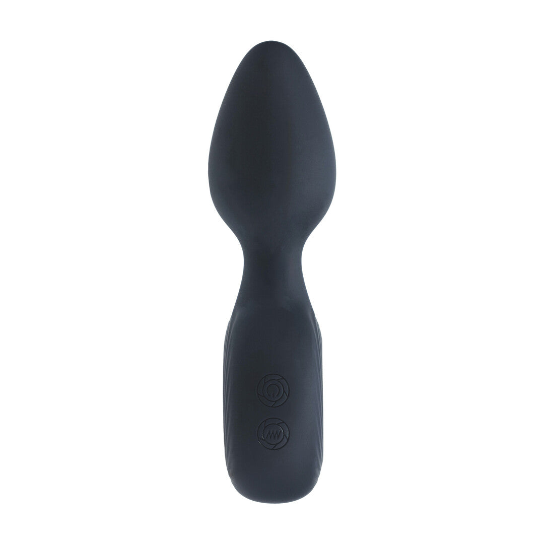 Vibrating Silicone Anal Plug with Loop - Black