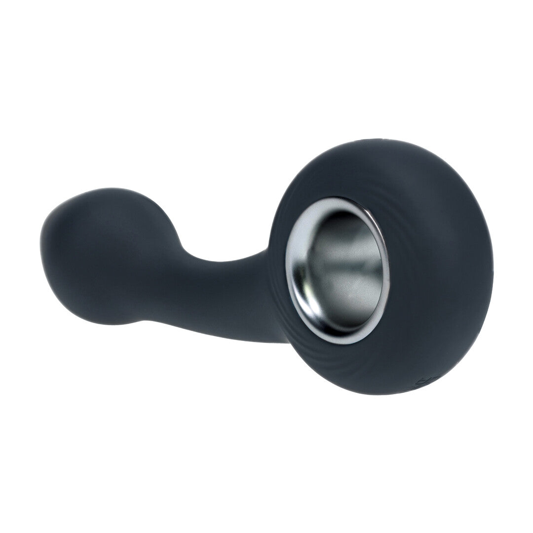 Vibrating Bulb Silicone Prostate Massager with Loop - Black