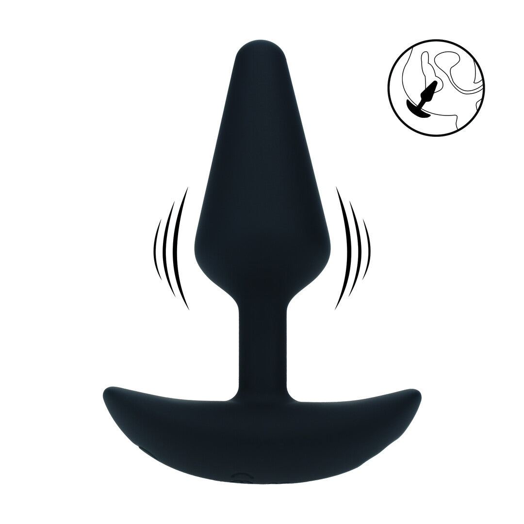 Classic Vibrating Silicone Anal Plug - S - Black
