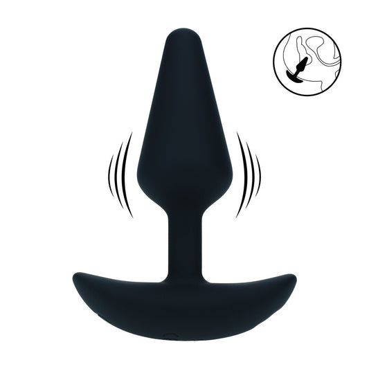 Classic Vibrating Silicone Anal Plug - S - Black