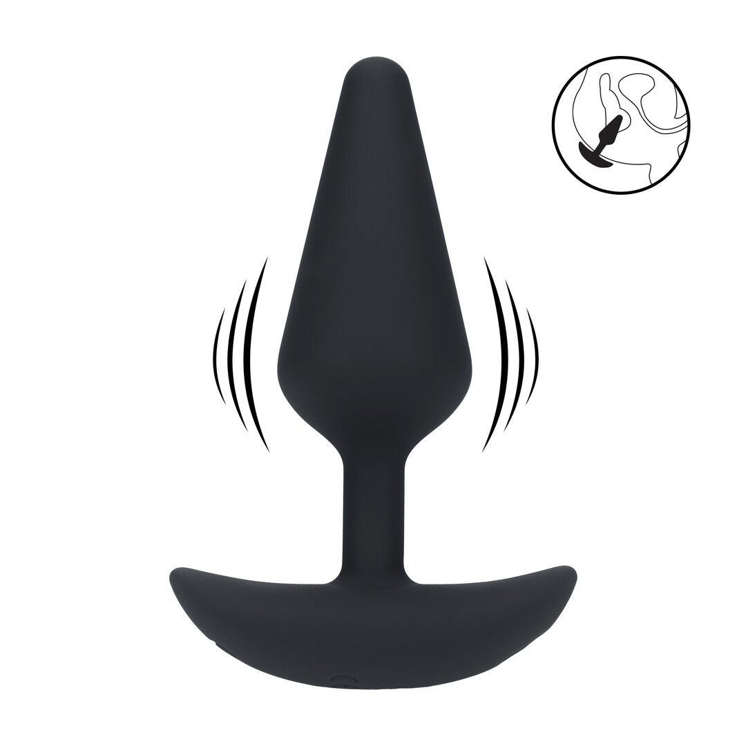 Classic Vibrating Silicone Anal Plug - M - Black